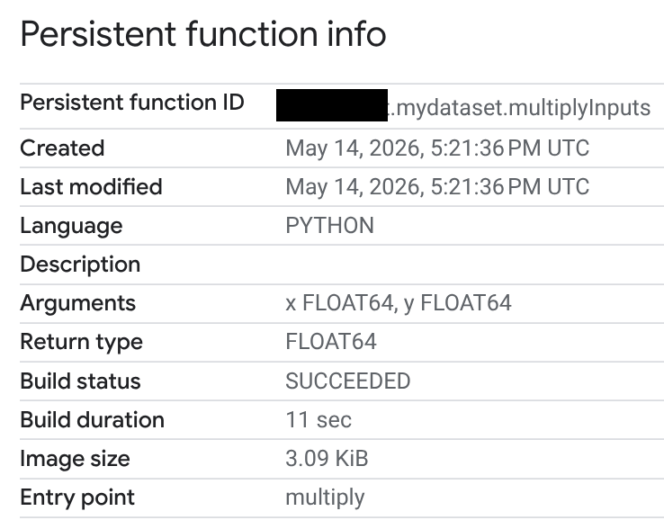 La pagina Informazioni funzione permanente nella console.