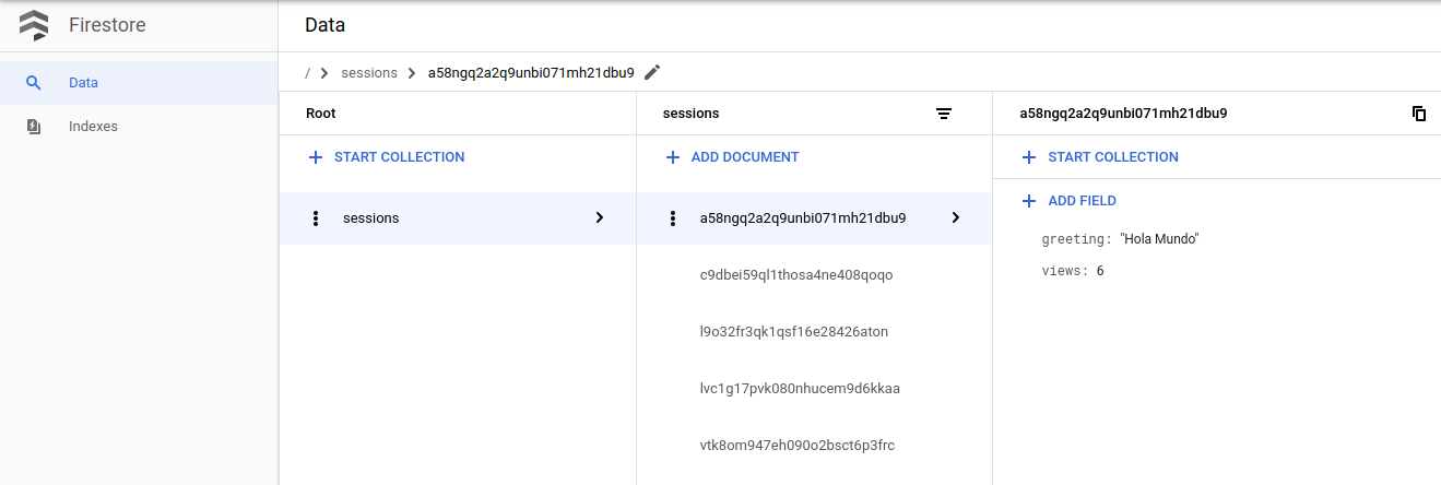 Firestore sessions in Trusted Cloud console.