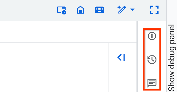 Toolbar adjacent to the query editor.