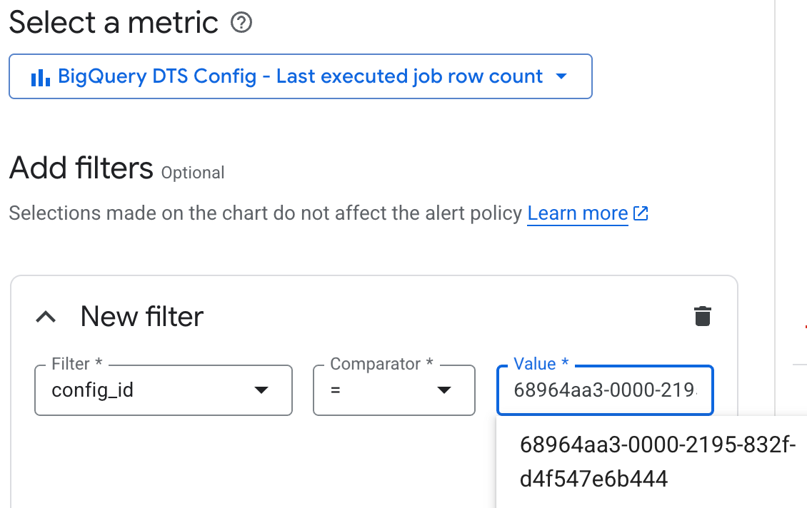 config_id 필터를 설정합니다.