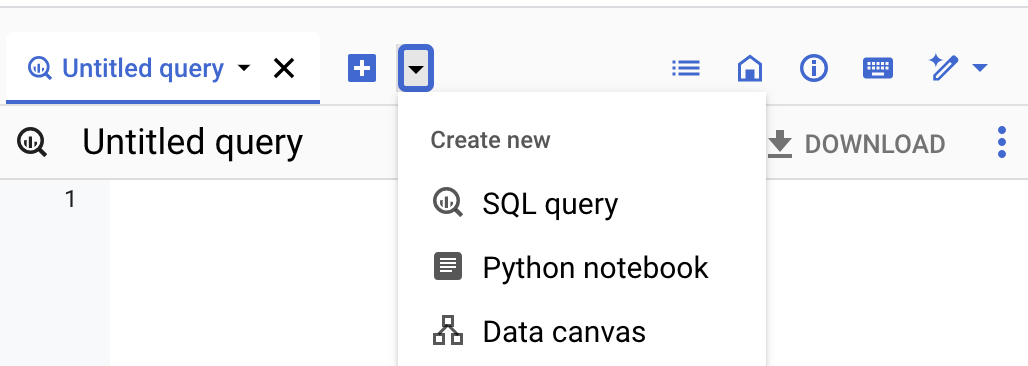 Ícono de Crear lienzo de datos.