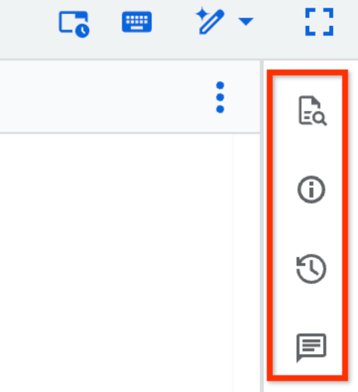 Barra degli strumenti adiacente all&#39;editor di query.
