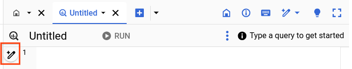 לחצן של כלי ליצירת SQL בעורך השאילתות של BigQuery.