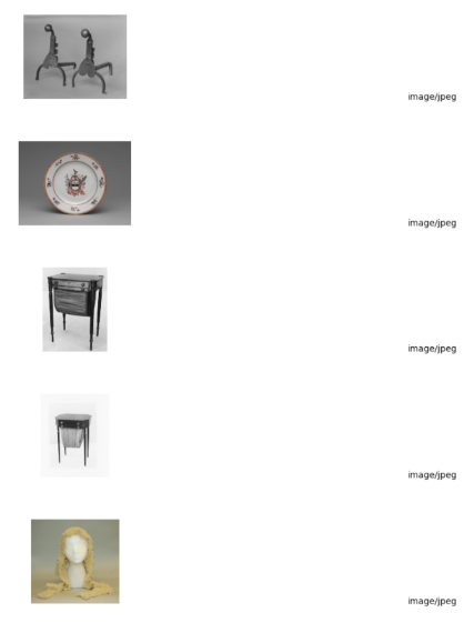 Bilder von Objekten aus dem Metropolitan Museum of Art.
