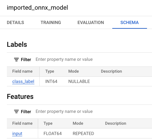 `imported_onnx_model` 的資訊面板。