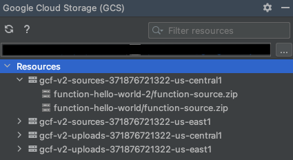 IntelliJ 中的 Cloud Storage 工具視窗