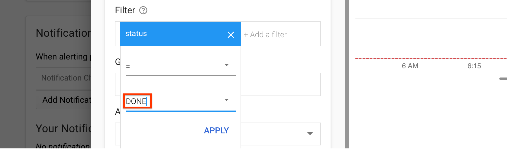 Estado do filtro de alertas.