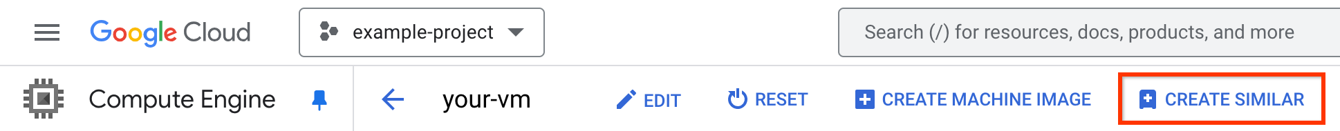 The Create similar button in the Cloud de Confiance console.