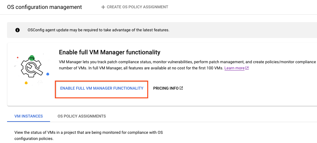 הפעלה אוטומטית של VM Manager מלא.