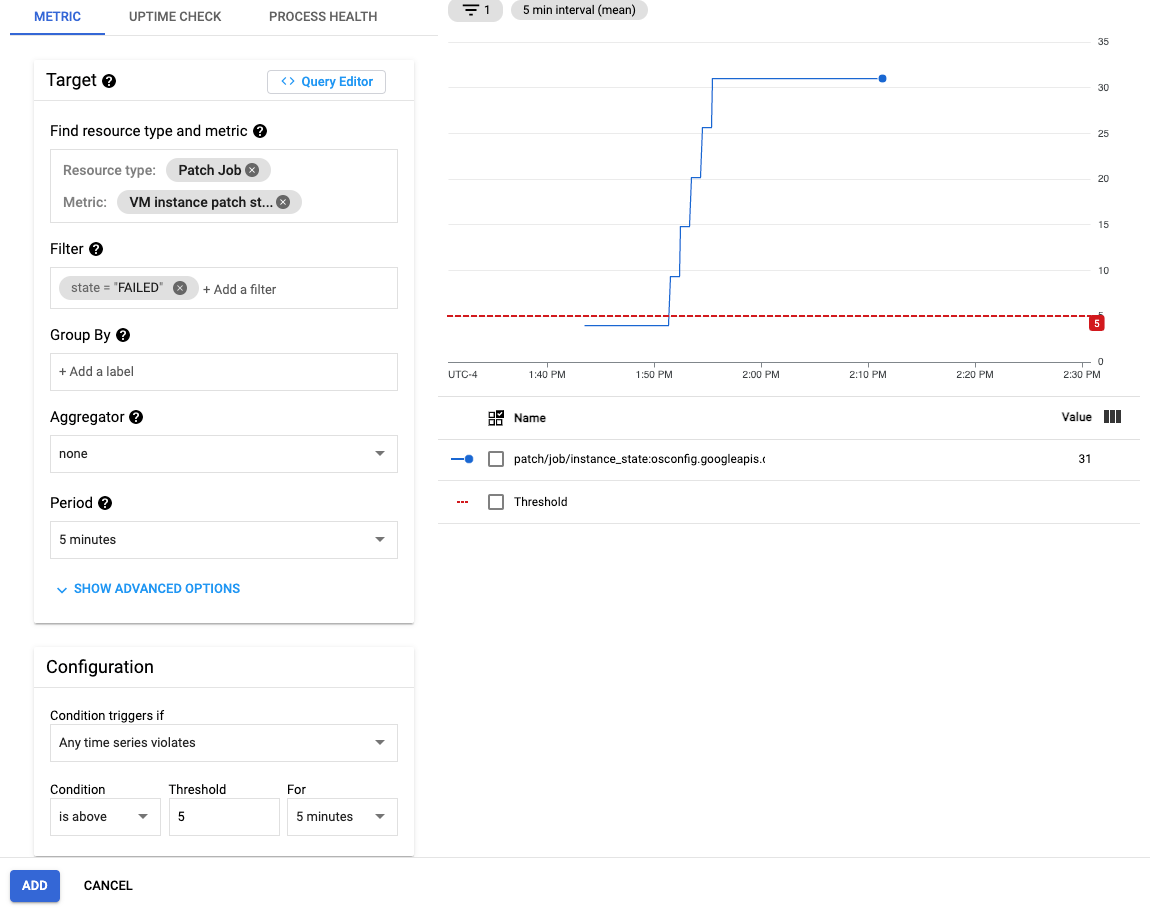 Configurer une alerte d&#39;application de correctifs.