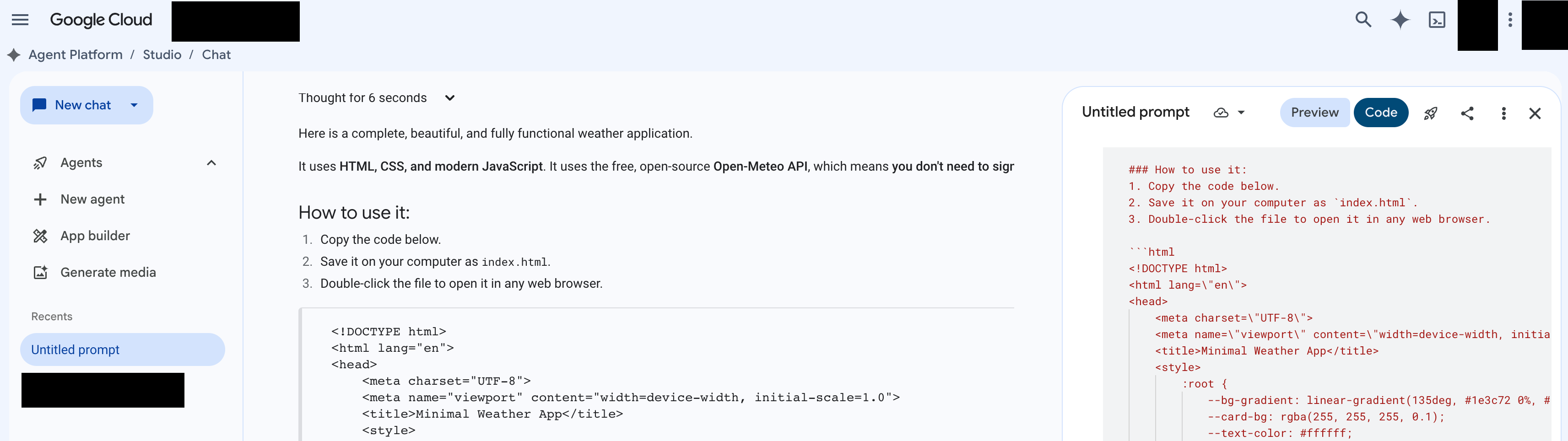 Klicken Sie auf die Schaltfläche „Mit Code erstellen“ und dann auf „Als App bereitstellen“.