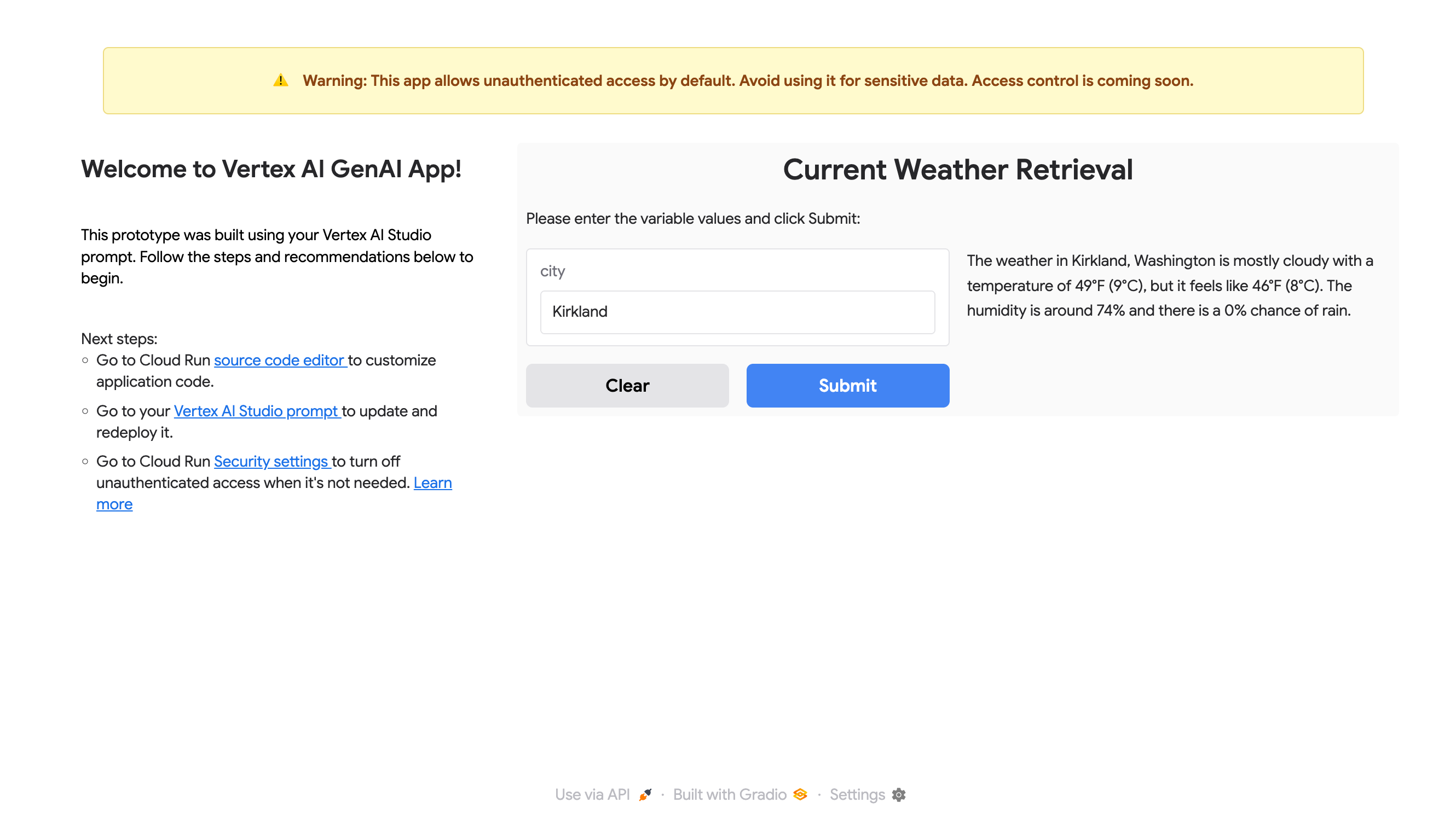 Prompt über die Web-App senden