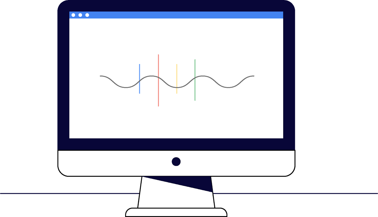 Ícono de análisis de datos de computadora