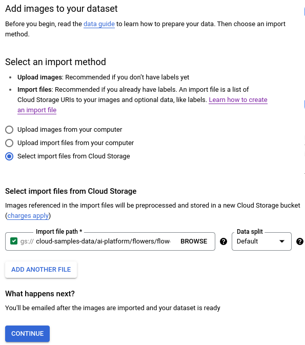 בחירת חלון לייבוא קבצים