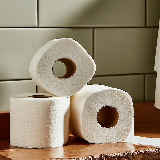 A picture of three rolls of toilet paper.
