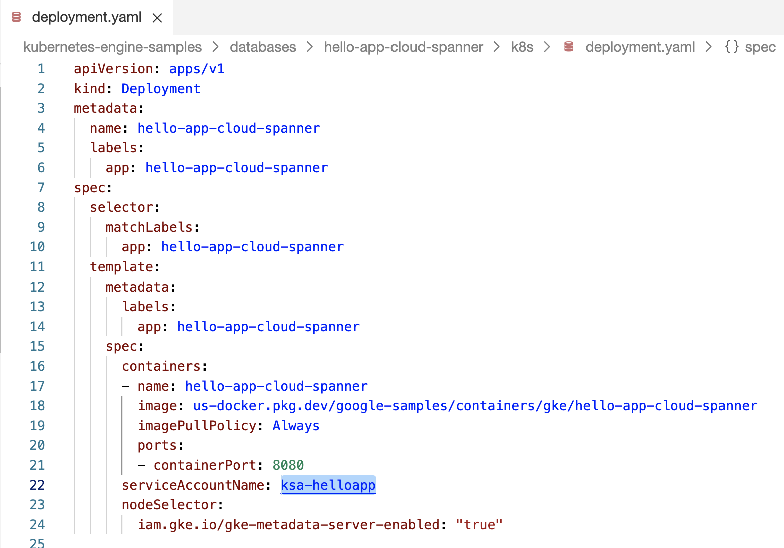 Edite o YAML para atualizar KSA_NAME.