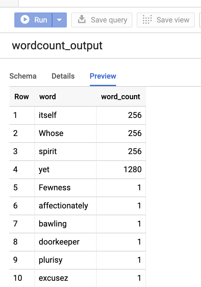 在 Cloud 控制台的 BigQuery 探索工具頁面中預覽資料表。