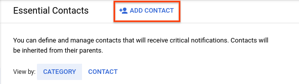 Uma captura de tela destacando a opção de adicionar um contato na página &quot;Contatos essenciais&quot;.