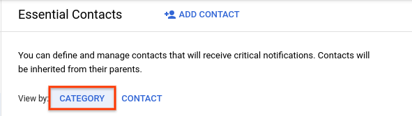 Uno screenshot che evidenzia l'opzione per selezionare la categoria dalla pagina Contatti fondamentali.