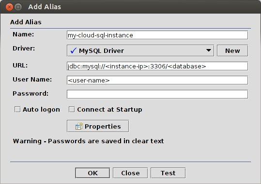 Nouvel alias dans SQuirrel SQL.